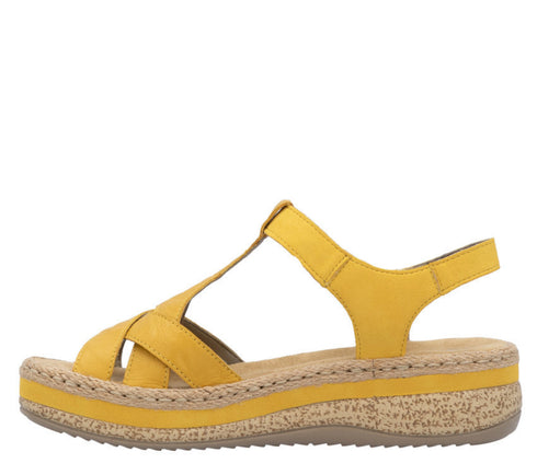 Sandale casual, dama, RIEKER, ANTISTRESS, V0919-68 galben, piele ecologica